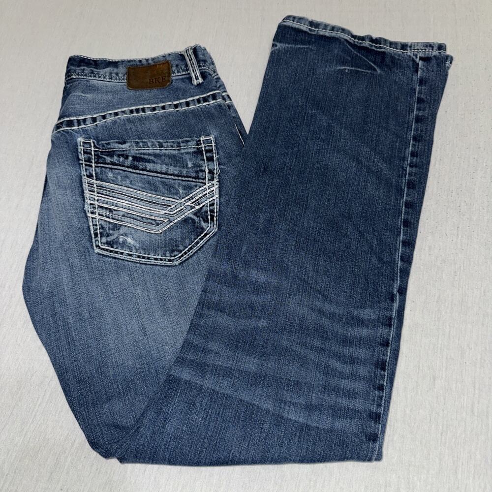 BKE Carter Mens Denim Jeans Blue Medium Wash 31L Fits 31x32 Bike Grunge Cowboy